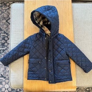 Burberry Toddler Navy Quilted Hooded Jacket